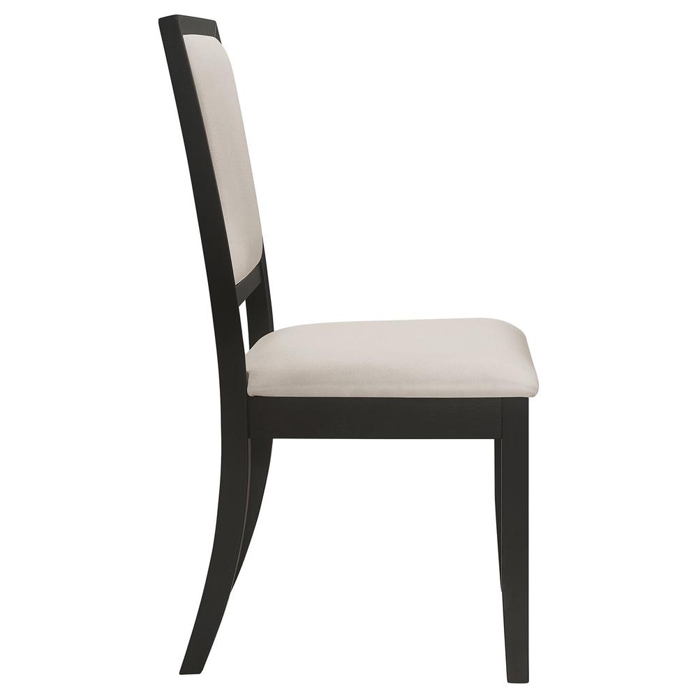 Louise Upholstered Dining Side Chairs Black and Cream (Set of 2). Picture 8