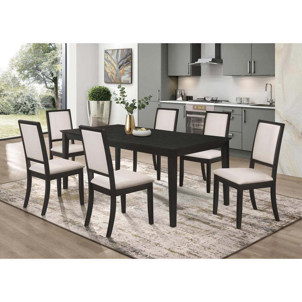 Louise Upholstered Dining Side Chairs Black and Cream (Set of 2). Picture 10