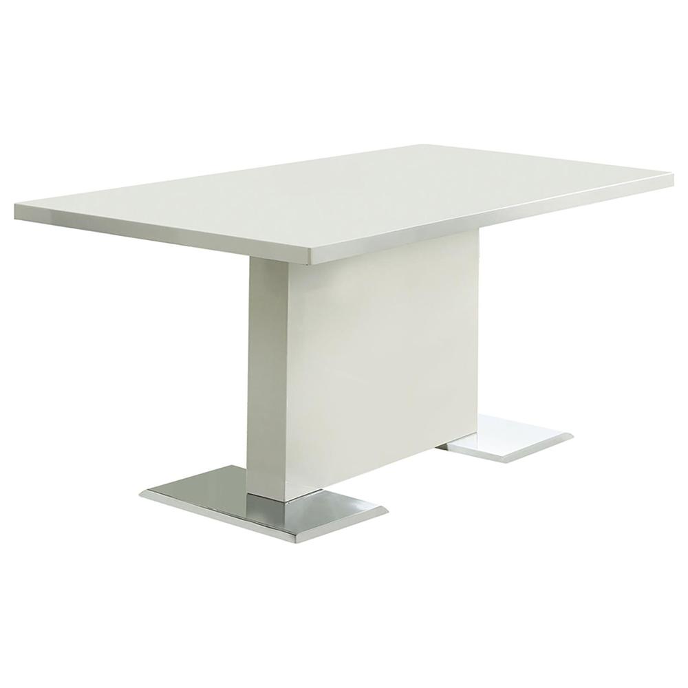 Anges T-shaped Pedestal Dining Table Glossy White. Picture 6