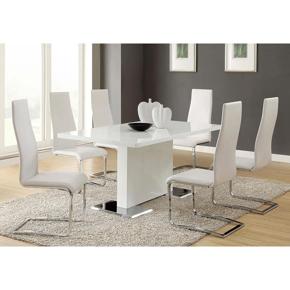 Anges T-shaped Pedestal Dining Table Glossy White. Picture 5
