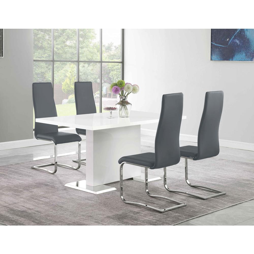 Anges 5-piece Dining Set White High Gloss and Grey. Picture 8