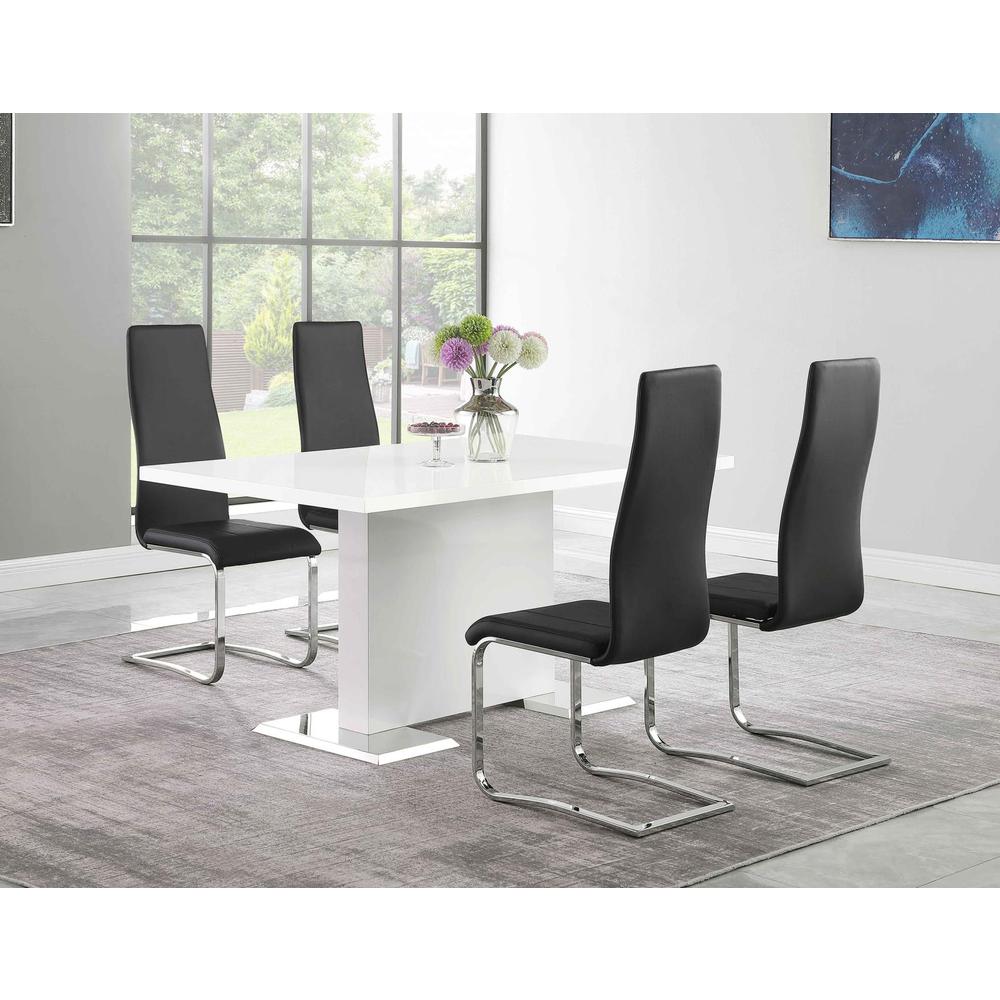 Anges 5-piece Dining Set White High Gloss and Black. Picture 6