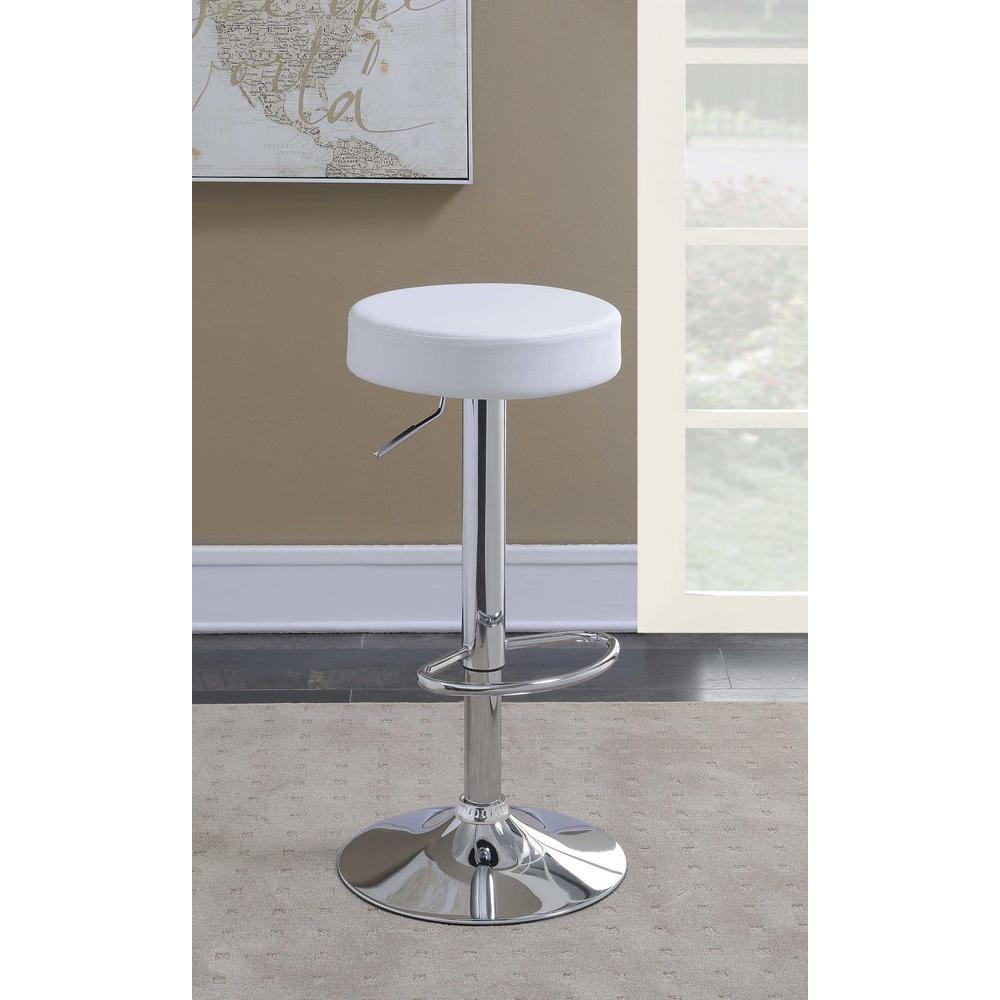 Ramses Adjustable Backless Bar Stool Chrome and White. Picture 7