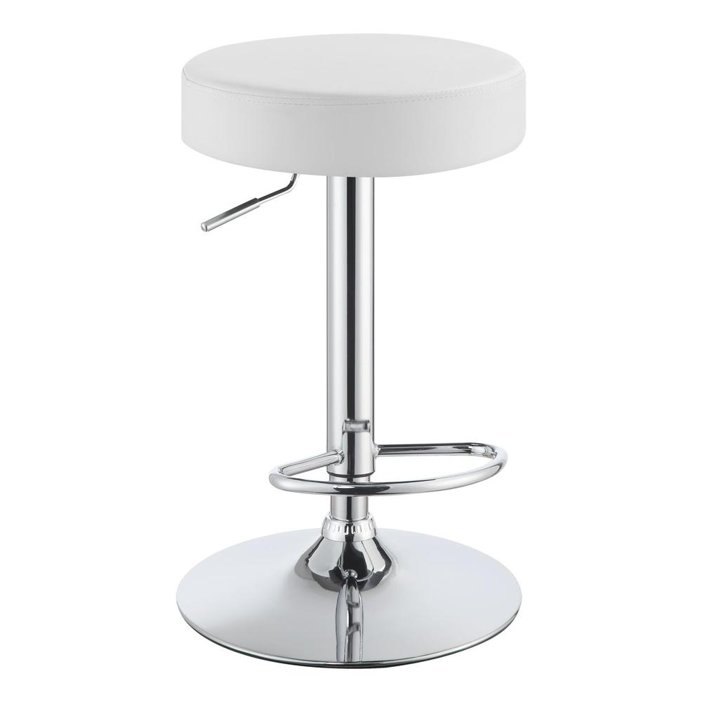 Ramses Adjustable Backless Bar Stool Chrome and White. Picture 6