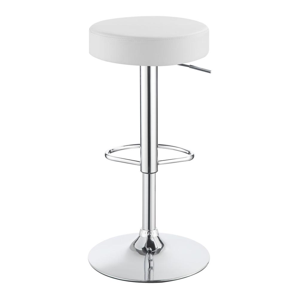 Ramses Adjustable Backless Bar Stool Chrome and White. Picture 2