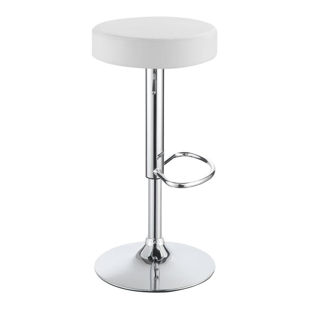Ramses Adjustable Backless Bar Stool Chrome and White. Picture 3