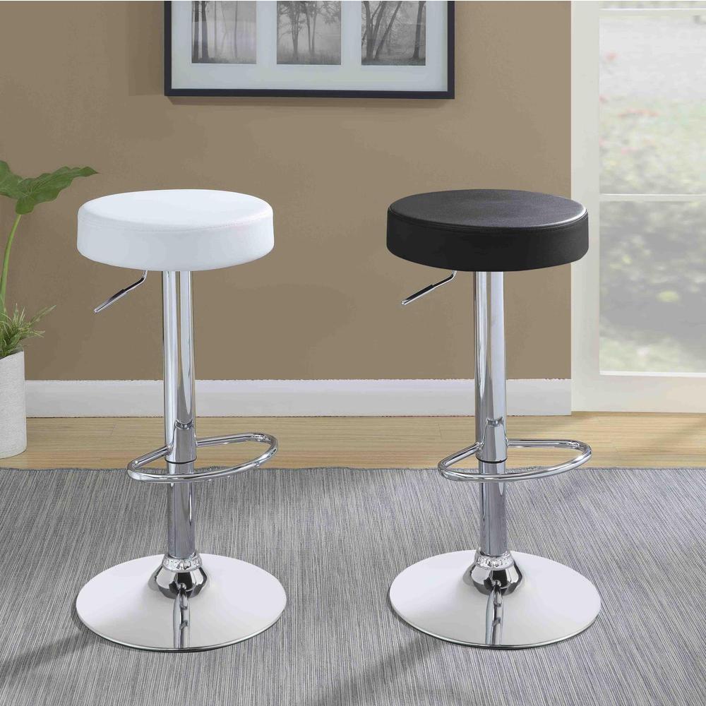 Ramses Adjustable Backless Bar Stool Chrome and White. Picture 5