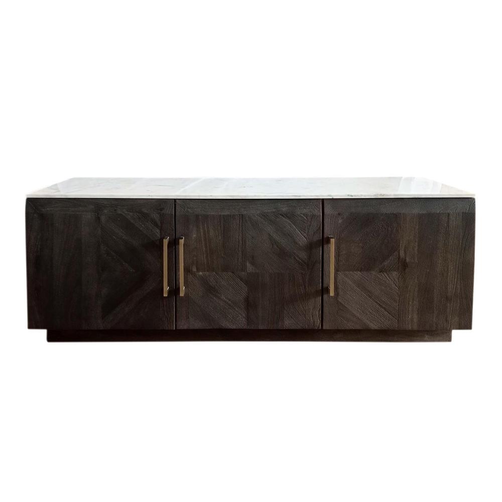 Dennis 3-door Marble Top Dining Sideboard Server White and Tobacco Grey. Picture 1