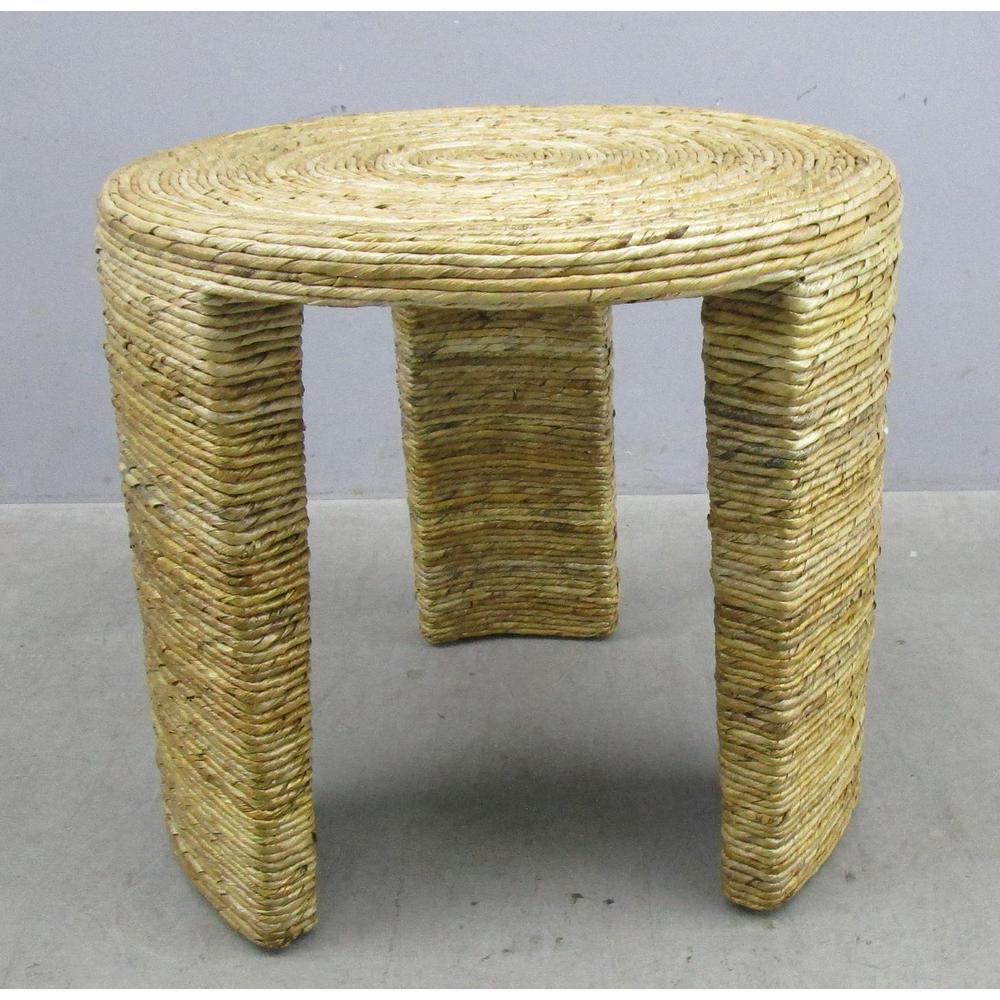 Artina Woven Rattan Round End Table Natural Brown. Picture 1