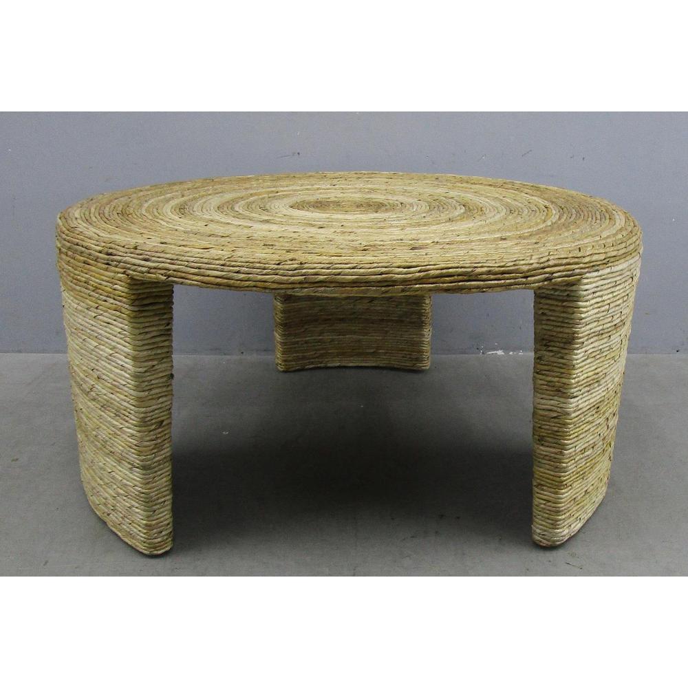 Artina Woven Rattan Round Coffee Table Natural Brown. Picture 1