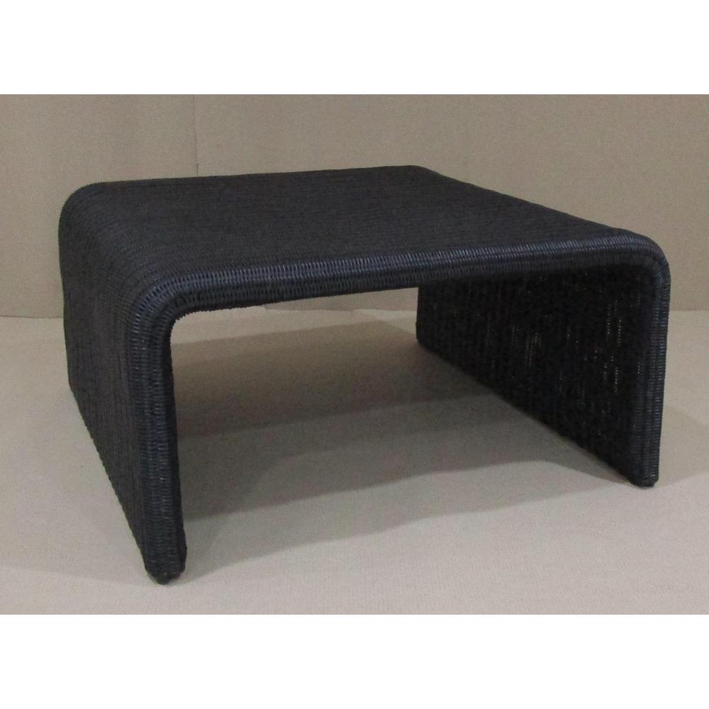 Cahya Woven Rattan Sqaure Coffee Table Black. Picture 1