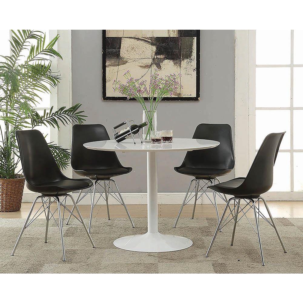 Juniper Armless Dining Chairs Black and Chrome (Set of 2). Picture 1