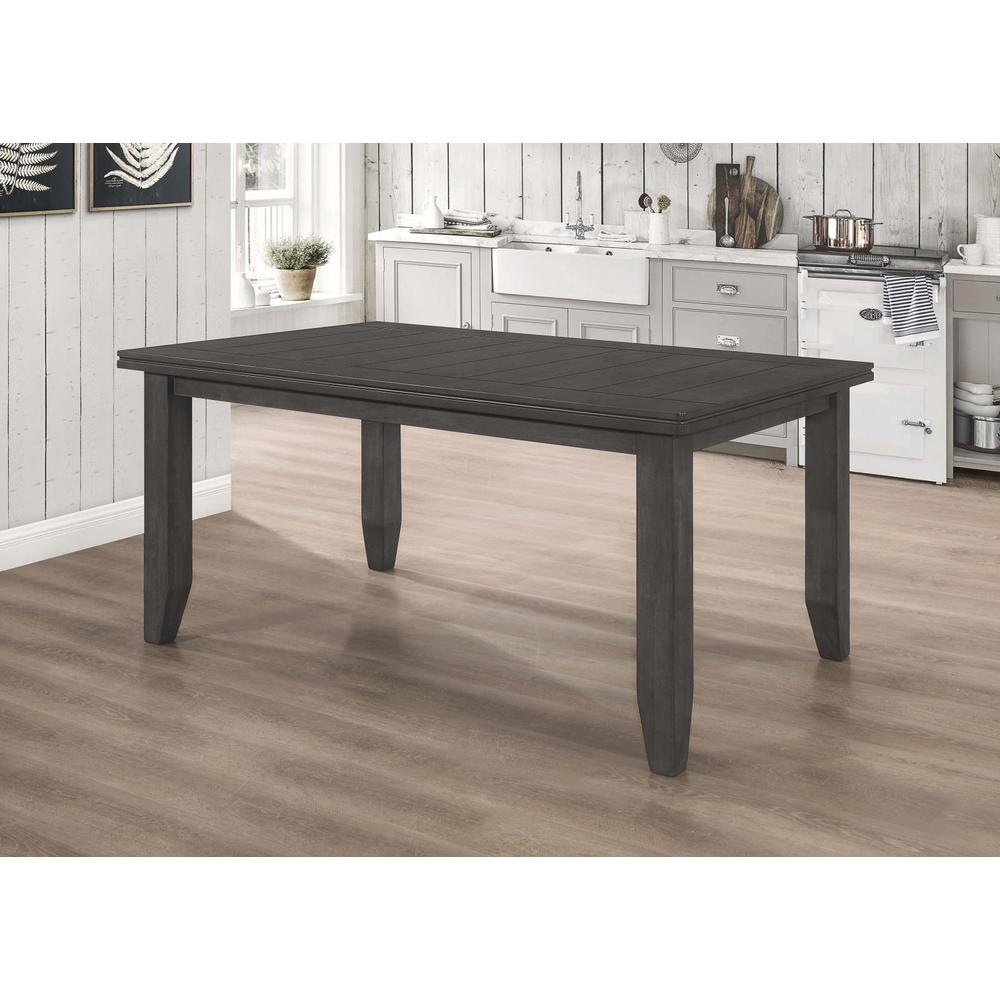Dalila Rectangular Plank Top Dining Table Dark Grey. Picture 7