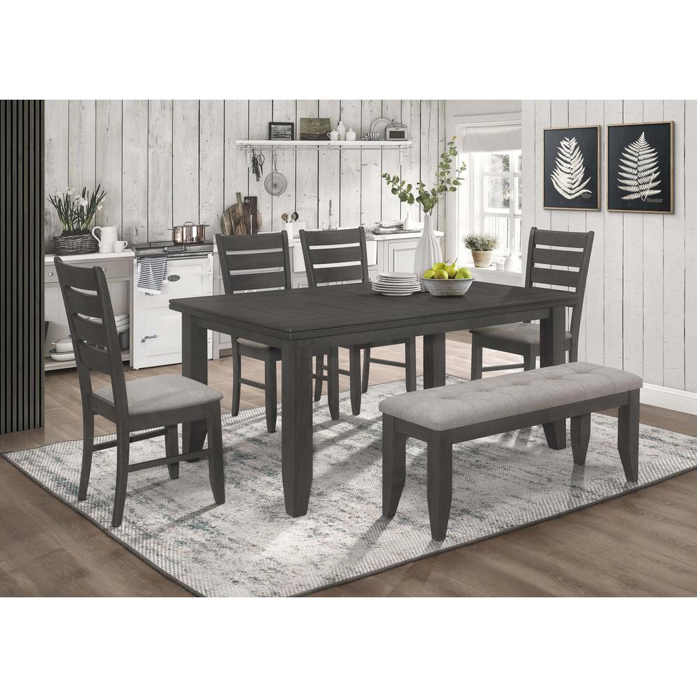 Dalila Rectangular Plank Top Dining Table Dark Grey. Picture 8