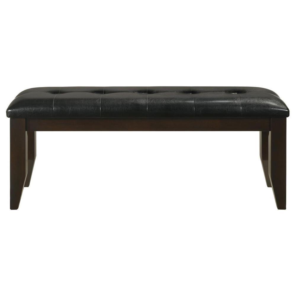 Dalila Tufted Upholstered Dining Bench Cappuccino and Black. Picture 2