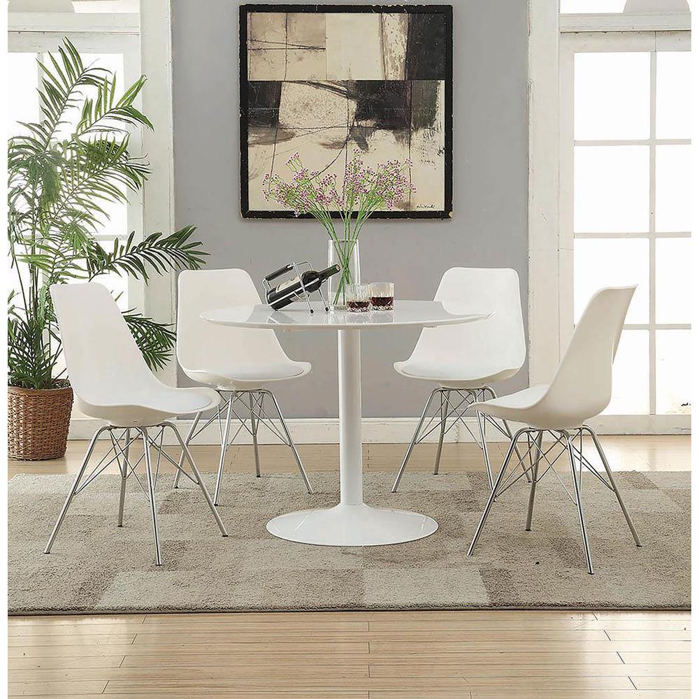 Juniper Armless Dining Chairs White and Chrome (Set of 2). Picture 1