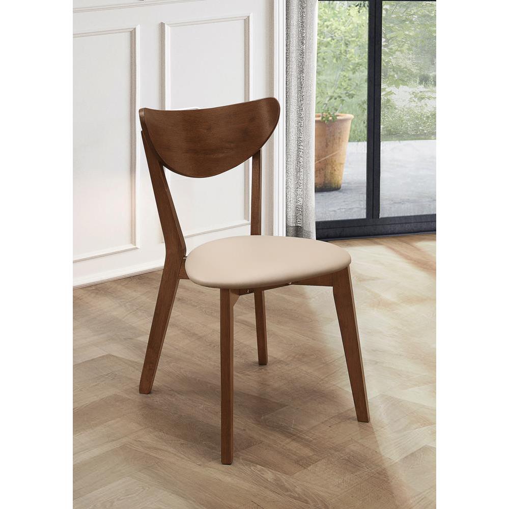 Kersey Dining Side Chairs with Curved Backs Beige and Chestnut (Set of 2). Picture 1