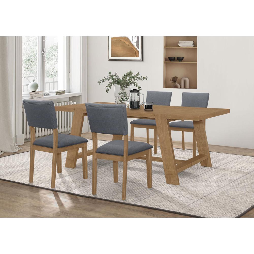 Sharon 5-piece Rectangular Trestle Base Dining Table Set Blue and Brown. Picture 11