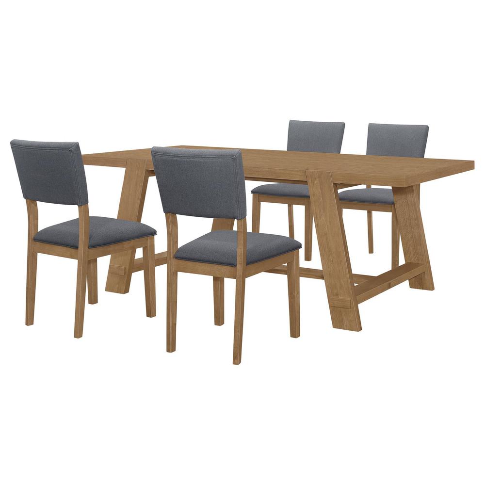 Sharon 5-piece Rectangular Trestle Base Dining Table Set Blue and Brown. Picture 1