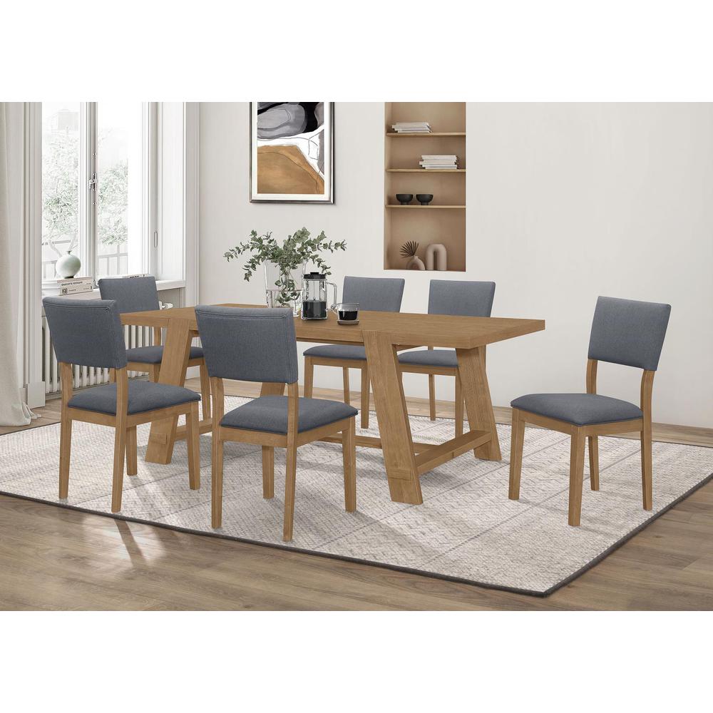 Sharon 7-piece Rectangular Trestle Base Dining Table Set Blue and Brown. Picture 11