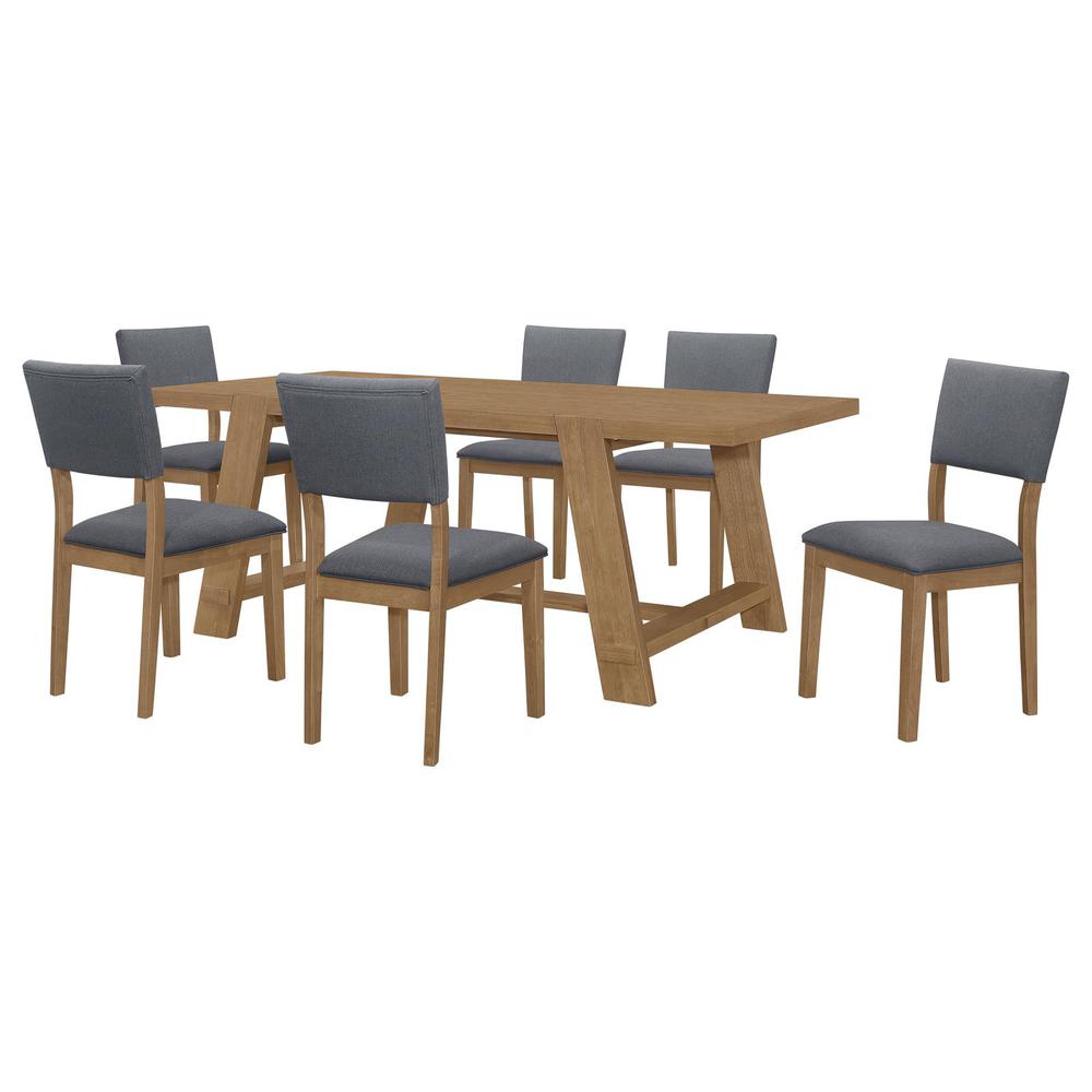 Sharon 7-piece Rectangular Trestle Base Dining Table Set Blue and Brown. Picture 1