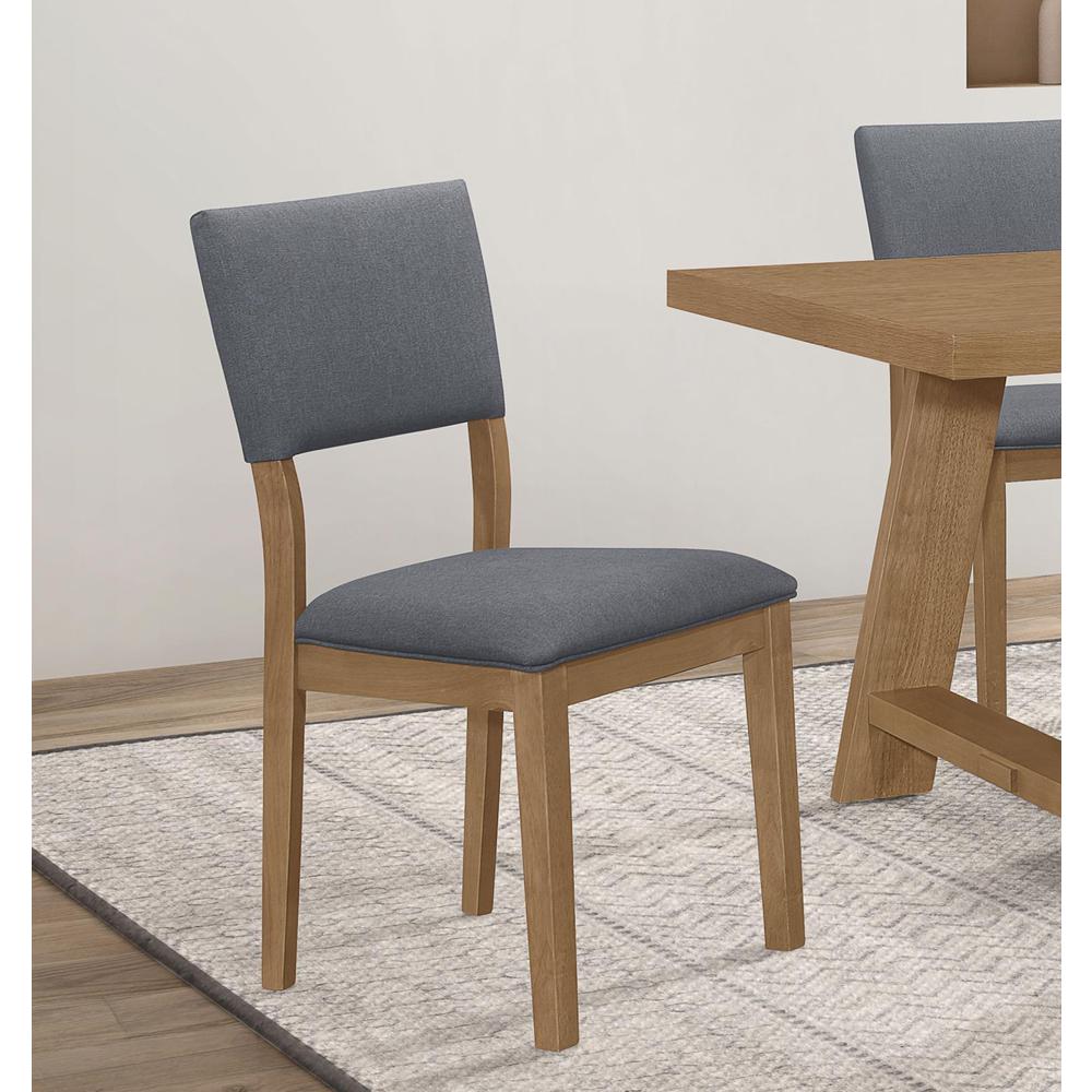 Sharon Open Back Padded Upholstered Dining Side Chair Blue and Brown (Set of 2). Picture 1