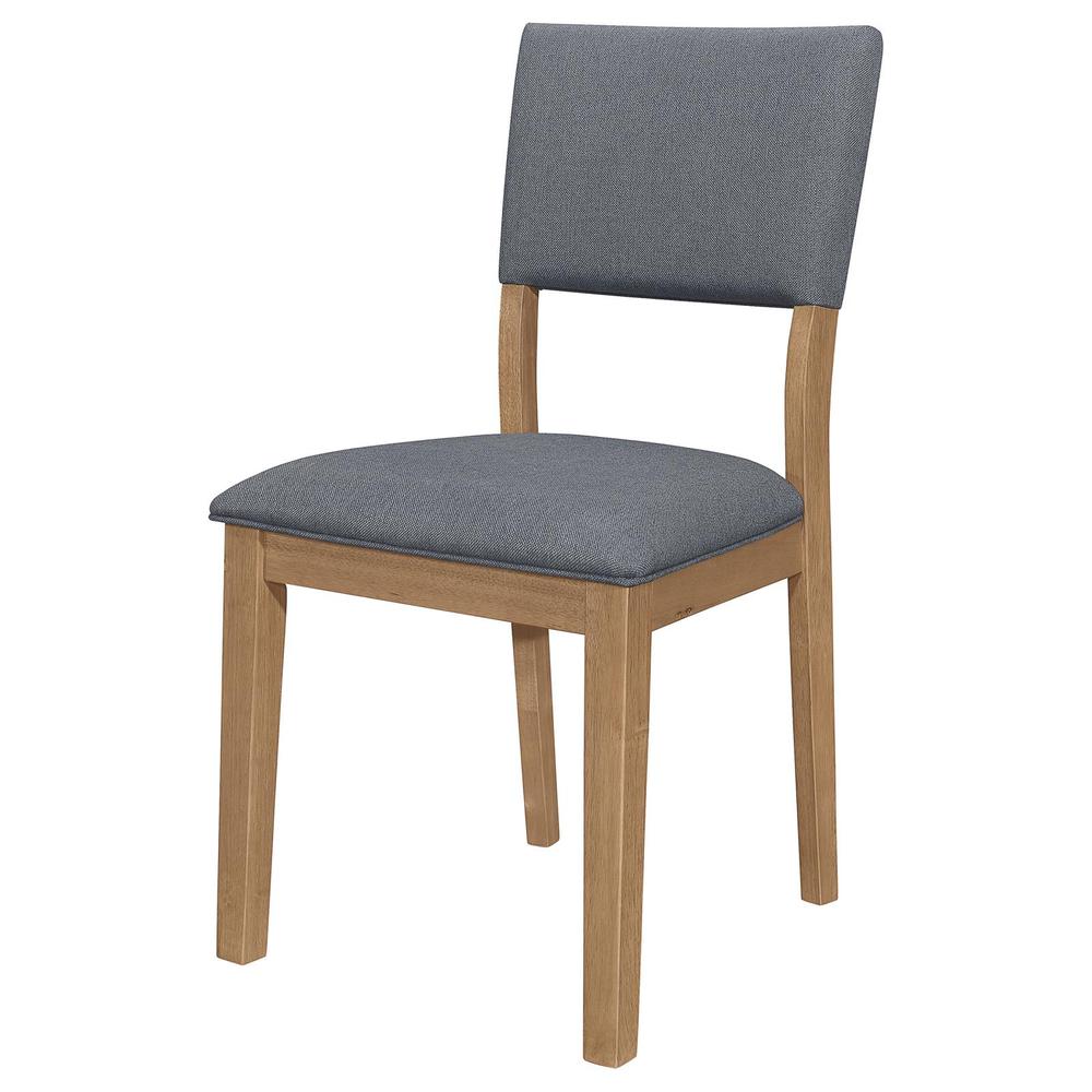 Sharon Open Back Padded Upholstered Dining Side Chair Blue and Brown (Set of 2). Picture 4
