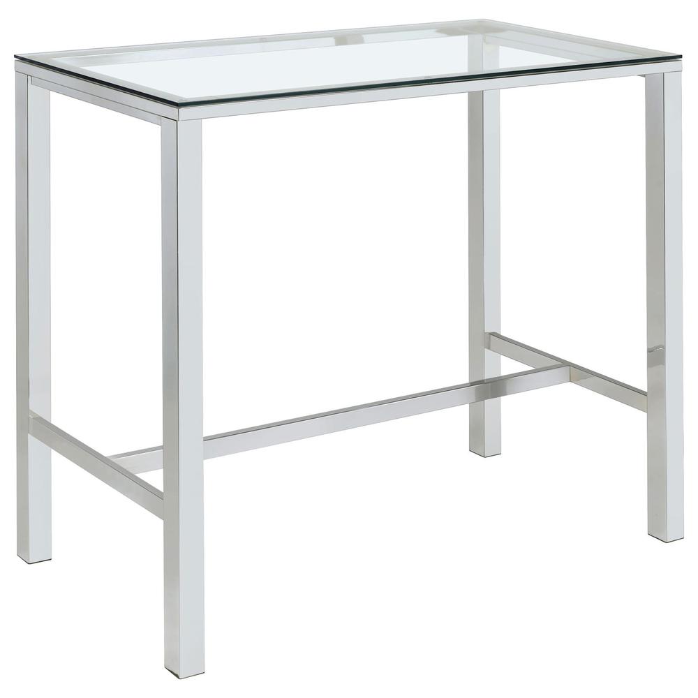 Tolbert Bar Table with Glass Top Chrome. Picture 1