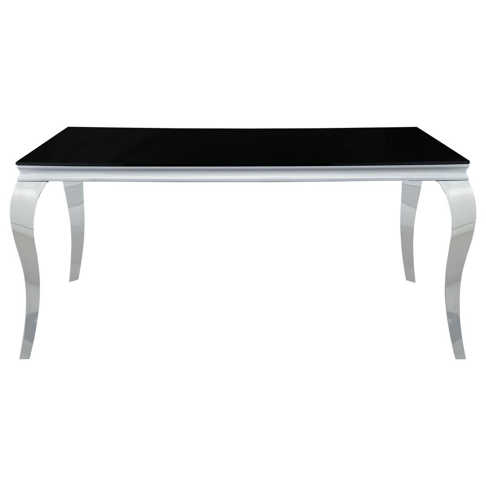 Carone Rectangular Dining Table Chrome and Black. Picture 6