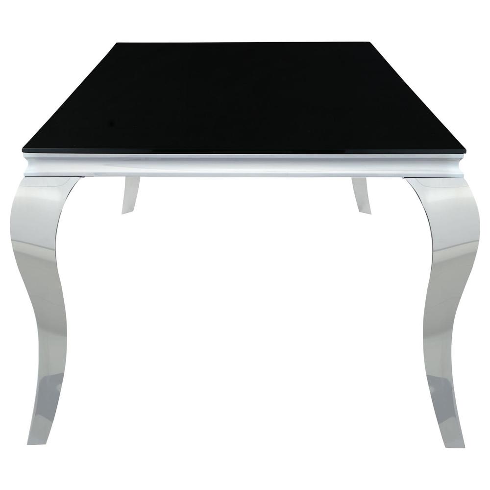 Carone Rectangular Dining Table Chrome and Black. Picture 1