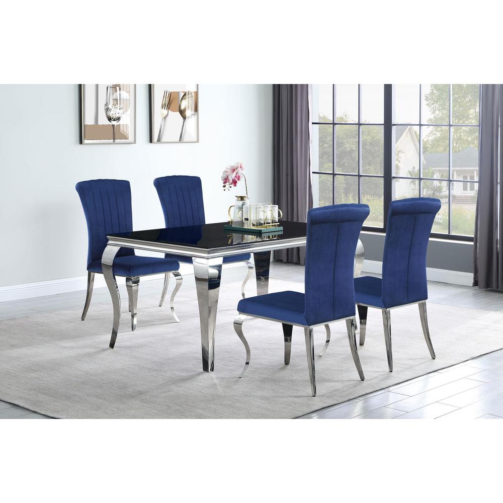 Carone 5-piece 61" Rectangular Dining Set Ink Blue and Chrome. Picture 6