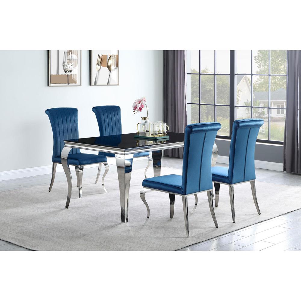Carone 5-piece 61" Rectangular Dining Set Teal and Chrome. Picture 6