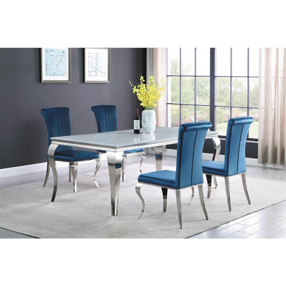 Betty Upholstered Side Chairs Teal and Chrome (Set of 4). Picture 4