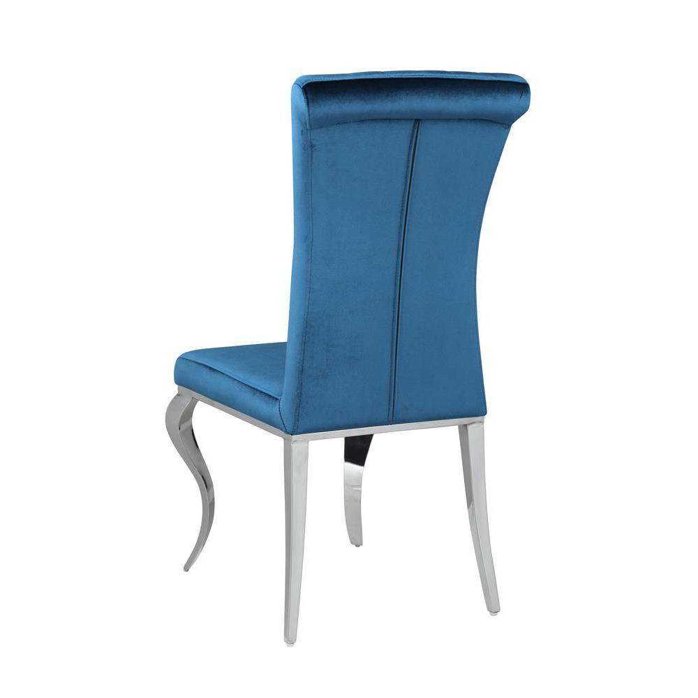 Betty Upholstered Side Chairs Teal and Chrome (Set of 4). Picture 7