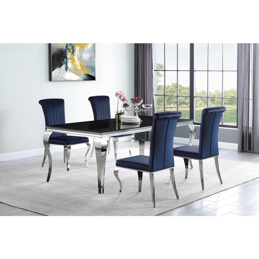 Betty Upholstered Side Chairs Ink Blue and Chrome (Set of 4). Picture 3