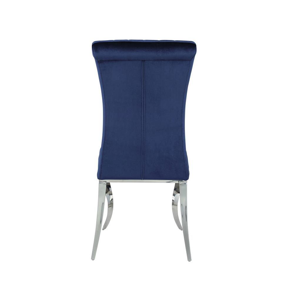 Betty Upholstered Side Chairs Ink Blue and Chrome (Set of 4). Picture 4