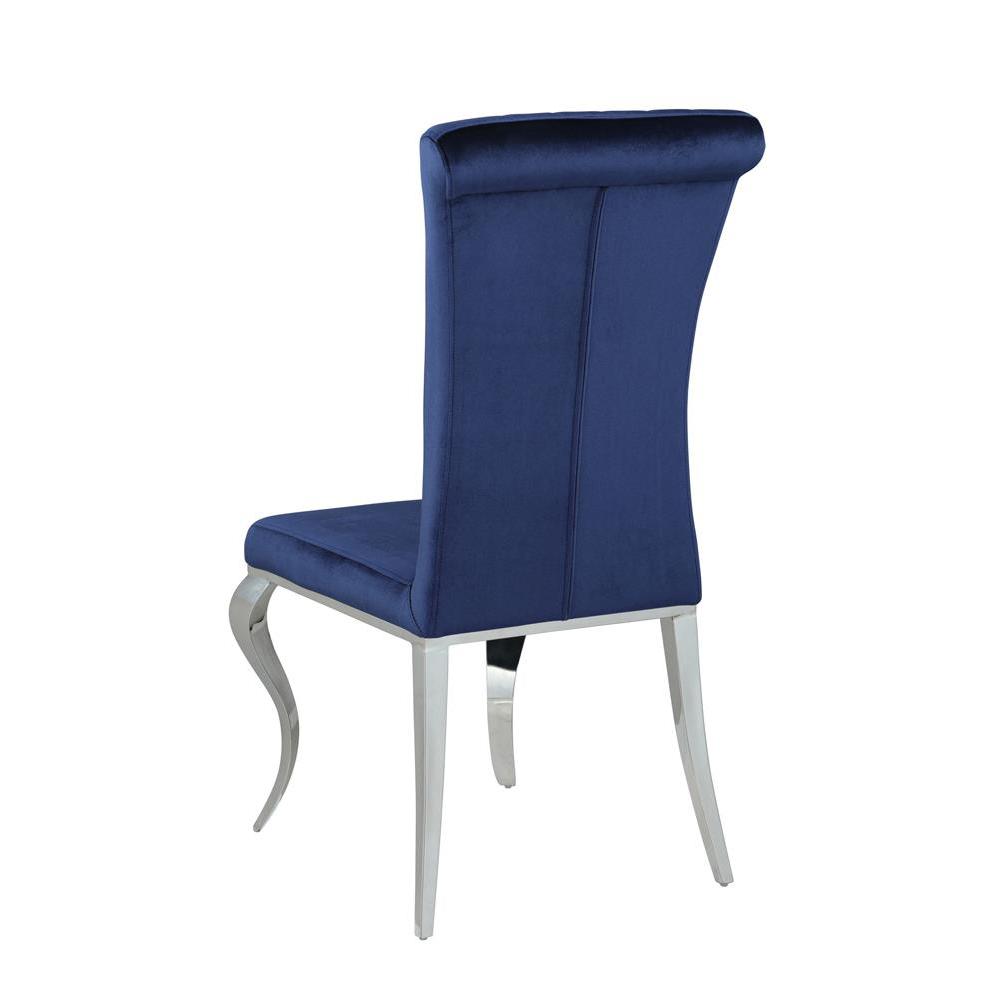 Betty Upholstered Side Chairs Ink Blue and Chrome (Set of 4). Picture 6