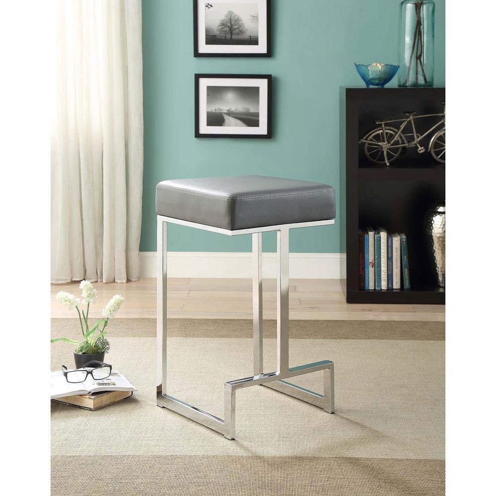 Gervase Square Counter Height Stool Grey and Chrome. Picture 3