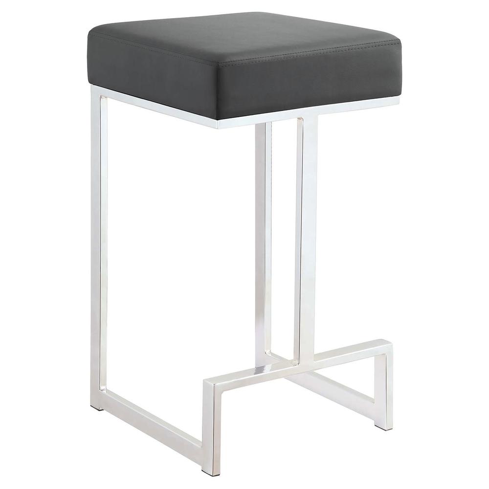 Gervase Square Counter Height Stool Grey and Chrome. Picture 1