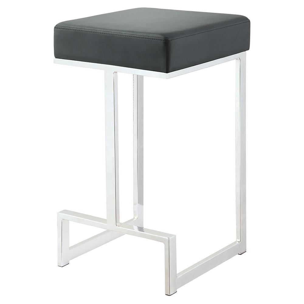 Gervase Square Counter Height Stool Black and Chrome. Picture 1