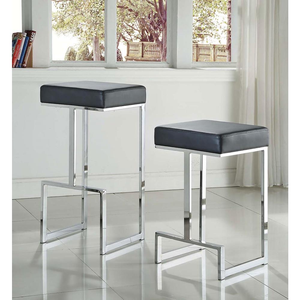 Gervase Square Counter Height Stool Black and Chrome. Picture 3