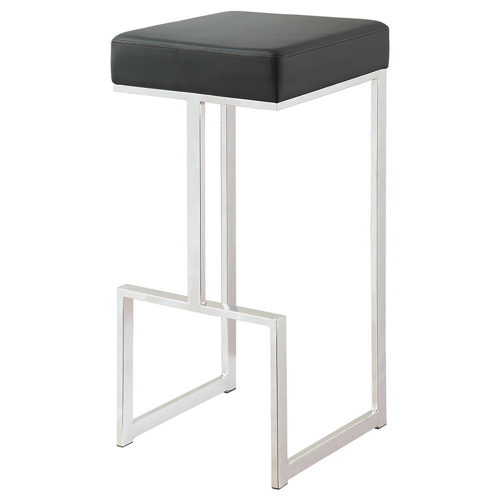 Gervase Square Bar Stool Black and Chrome. Picture 1