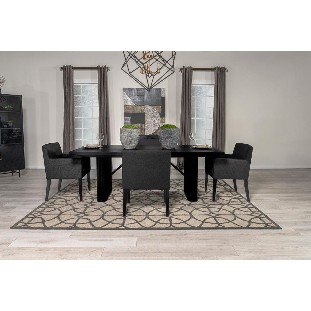 Catherine 5-piece Double Pedestal Dining Table Set Charcoal Grey and Black. Picture 11