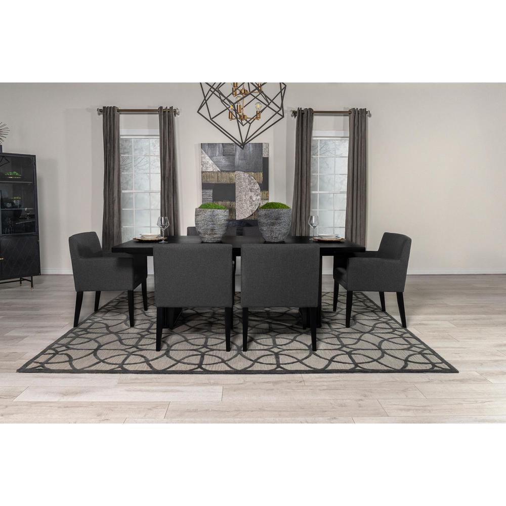 Catherine 7-piece Double Pedestal Dining Table Set Charcoal Grey and Black. Picture 13