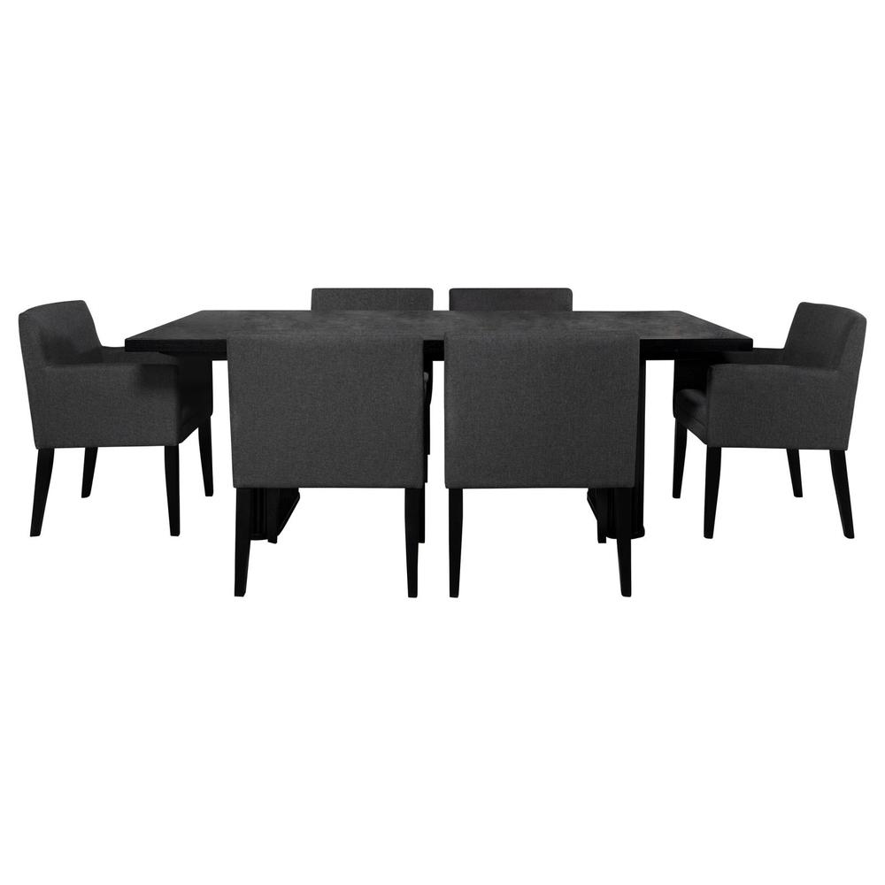 Catherine 7-piece Double Pedestal Dining Table Set Charcoal Grey and Black. Picture 1