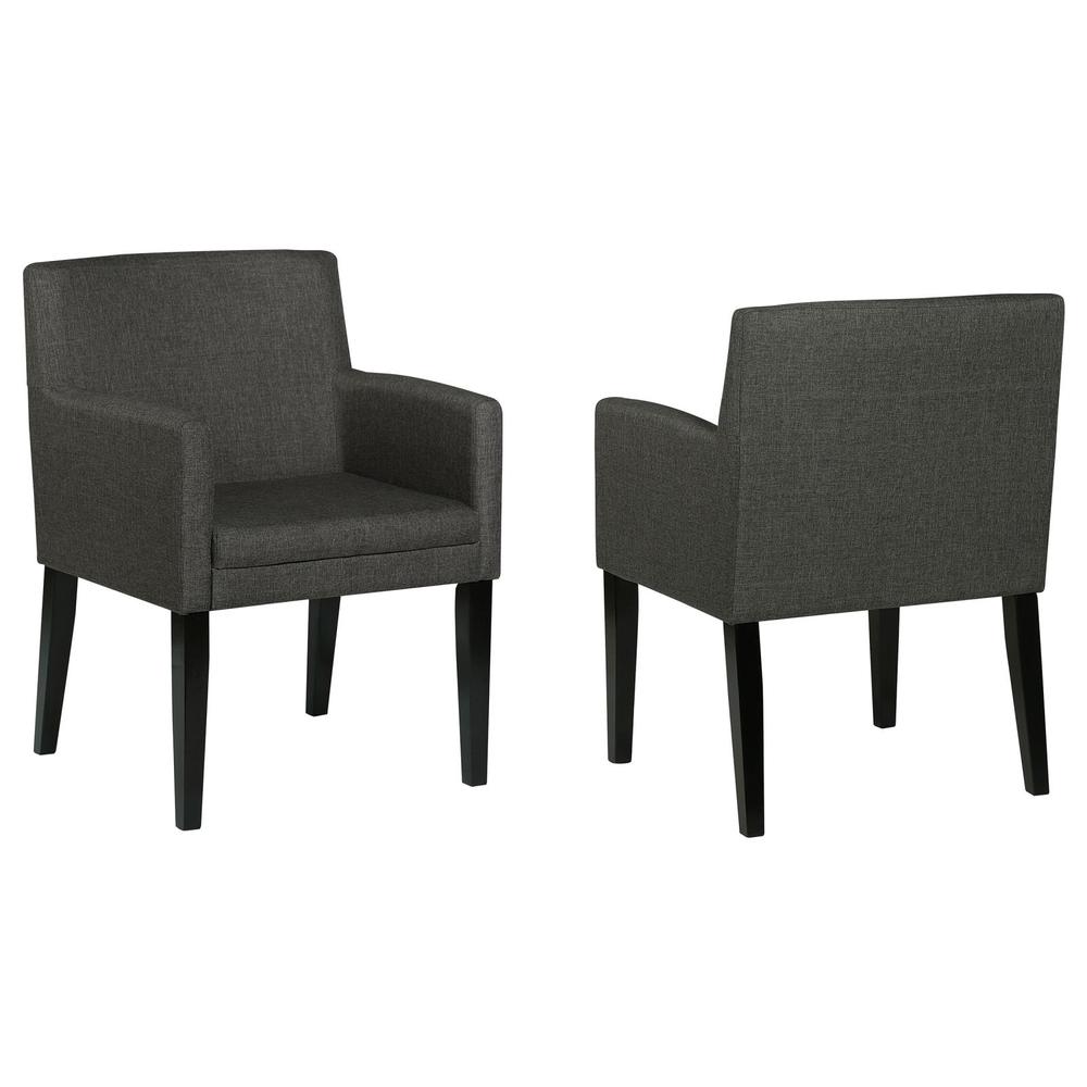 Catherine Upholstered Dining Arm Chair Charcoal Grey and Black (Set of 2). Picture 13