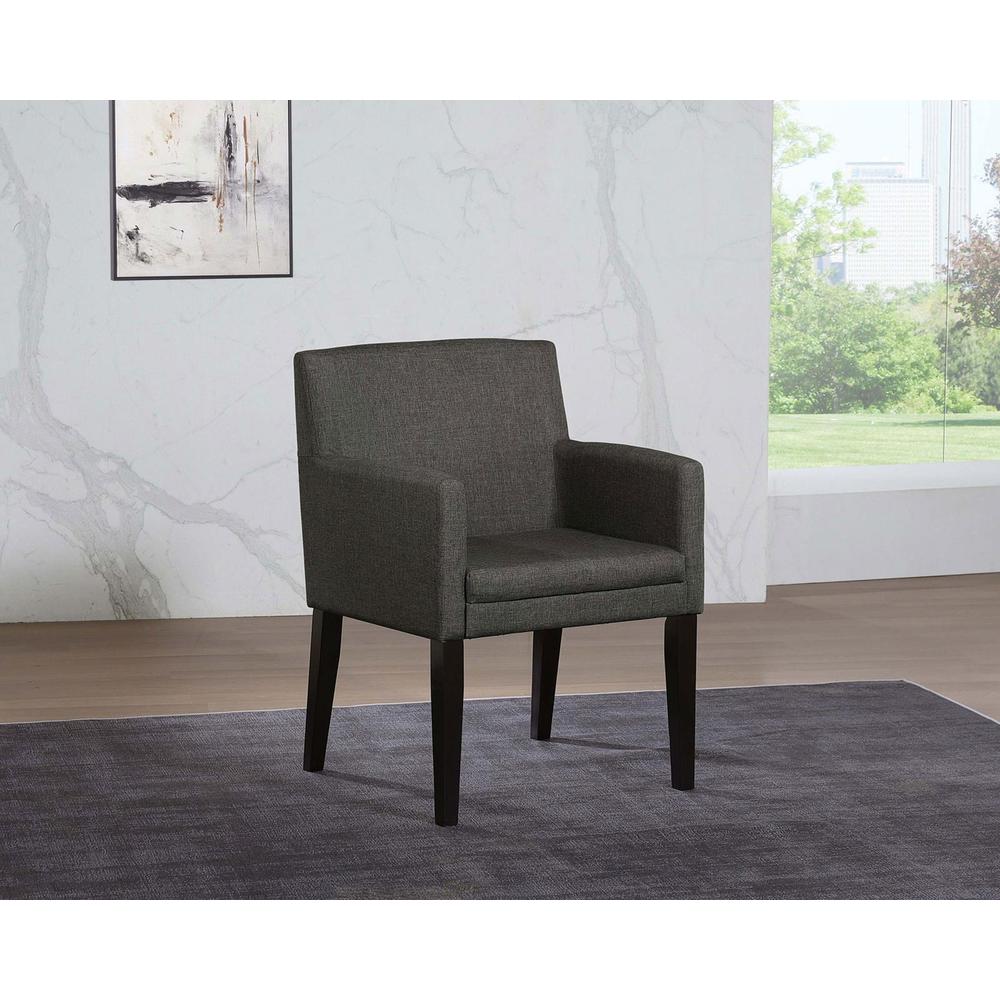 Catherine Upholstered Dining Arm Chair Charcoal Grey and Black (Set of 2). Picture 11
