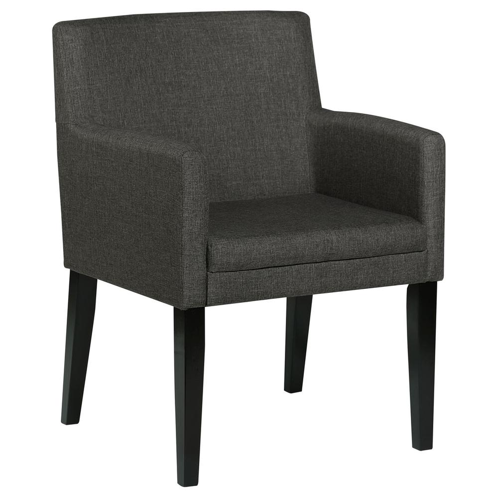 Catherine Upholstered Dining Arm Chair Charcoal Grey and Black (Set of 2). Picture 1
