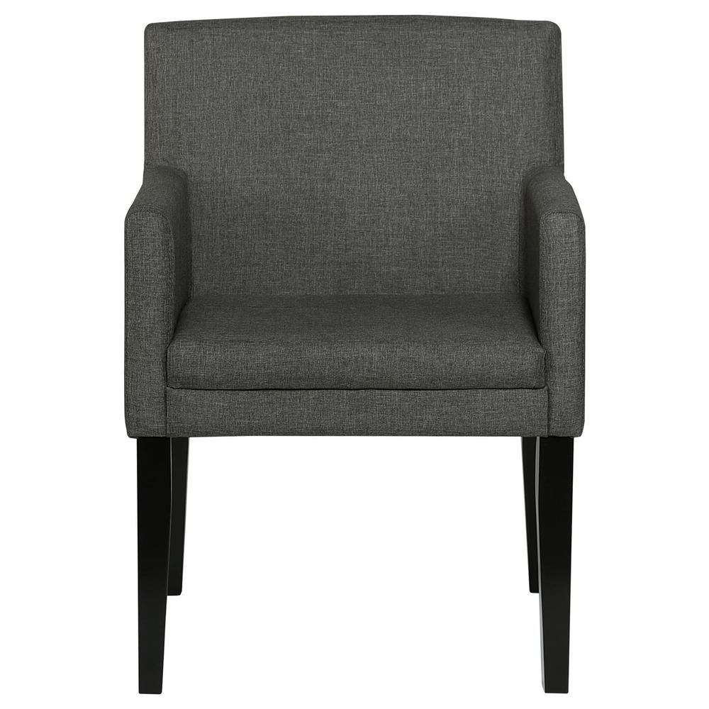 Catherine Upholstered Dining Arm Chair Charcoal Grey and Black (Set of 2). Picture 2