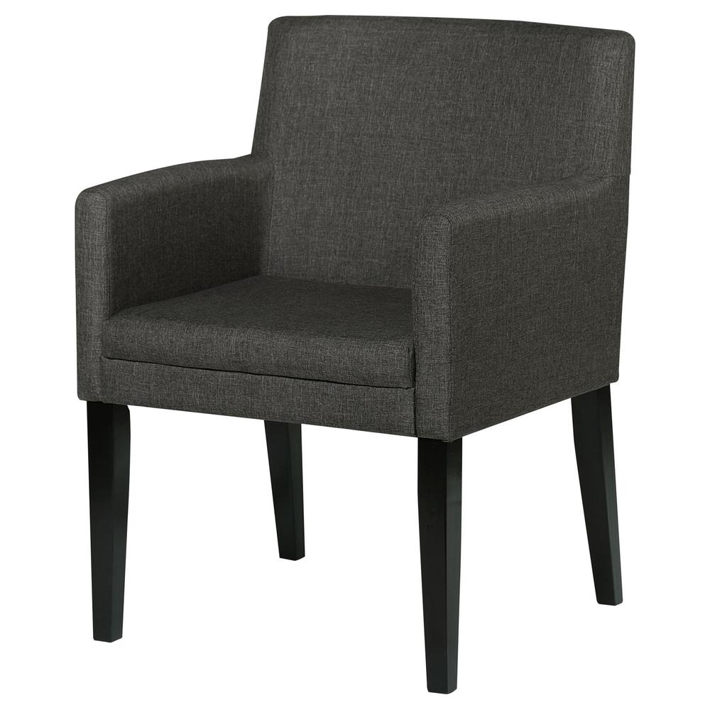 Catherine Upholstered Dining Arm Chair Charcoal Grey and Black (Set of 2). Picture 3